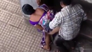Public doggystyle quickie with an Indian girl 
