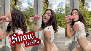 Tongue piercing scene with bubbly Snow Deville from Verified Amateurs 