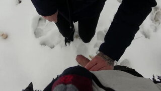 Approaching a German girl in the winter for a POV BJ 
