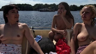 Ersties   3 Lesbians Tour The Lake Topless Before Having Sex 